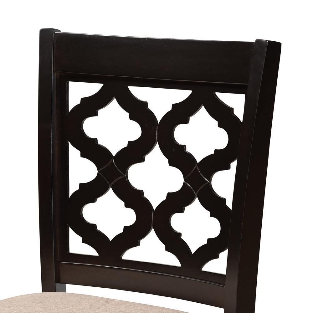 Ramiro Modern and Contemporary Transitional Sand Fabric Upholstered and Dark Brown Finished Wood 2-Piece Counter Stool Set FredCo