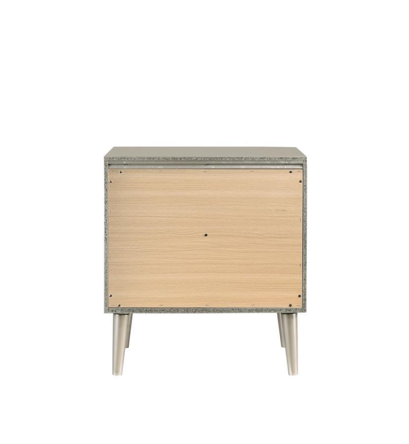 Ramon 2-drawer Nightstand Metallic Sterling 222702 Coaster FredCo