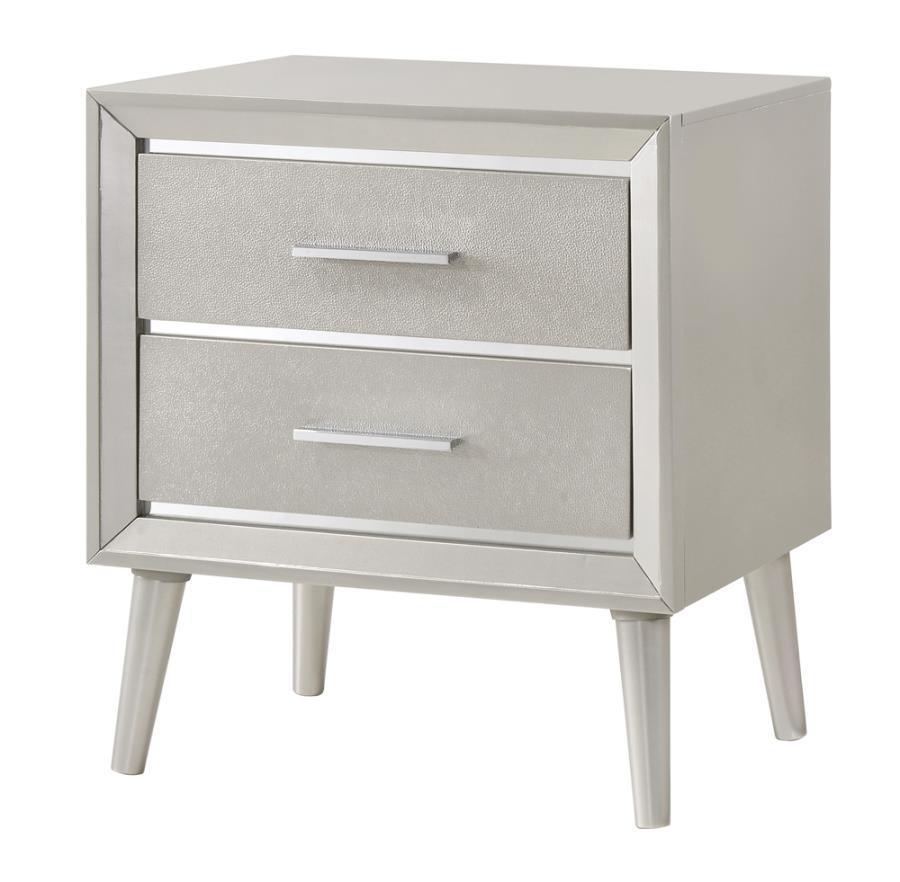 Ramon 2-drawer Nightstand Metallic Sterling 222702 Coaster FredCo