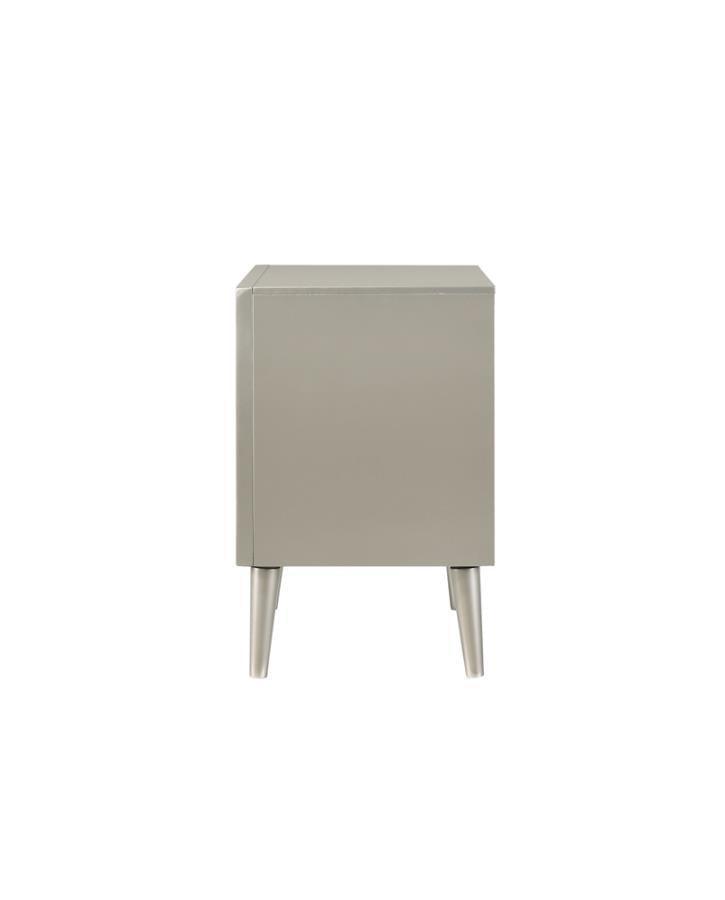 Ramon 2-drawer Nightstand Metallic Sterling 222702 Coaster FredCo