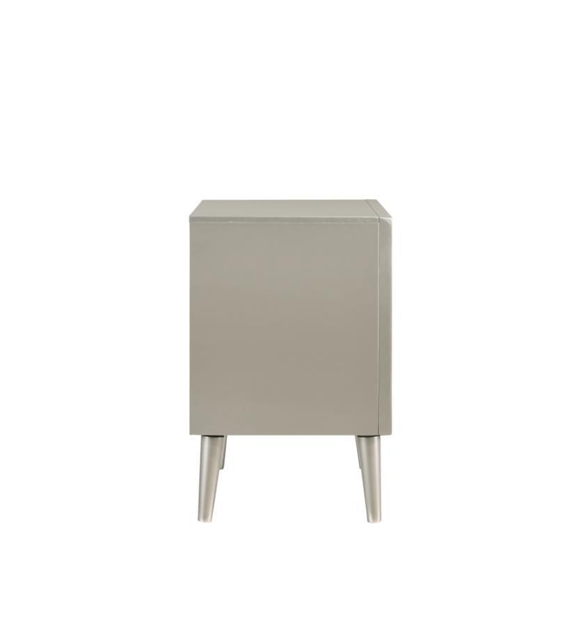 Ramon 2-drawer Nightstand Metallic Sterling 222702 Coaster FredCo