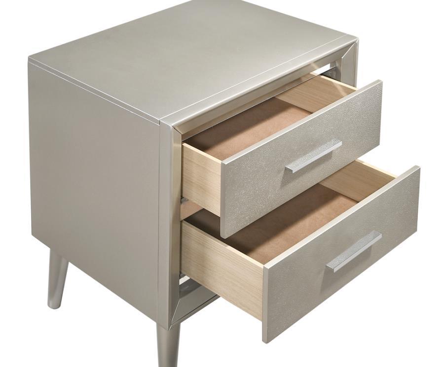 Ramon 2-drawer Nightstand Metallic Sterling 222702 Coaster FredCo