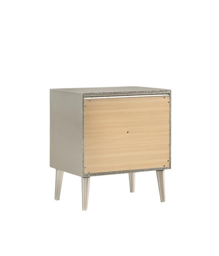 Ramon 2-drawer Nightstand Metallic Sterling 222702 Coaster FredCo