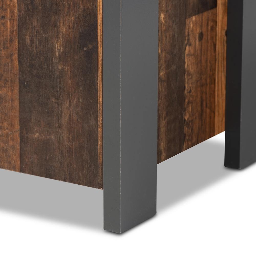 Ranger Mid-Century Modern Rustic Brown Finished Wood and Grey Metal 2-Door Sideboard Buffet FredCo