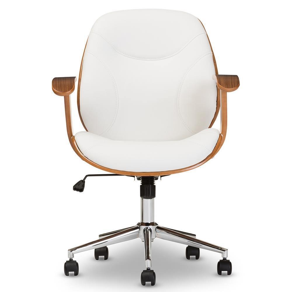 Rathburn Modern and Contemporary White and Walnut Office Chair FredCo