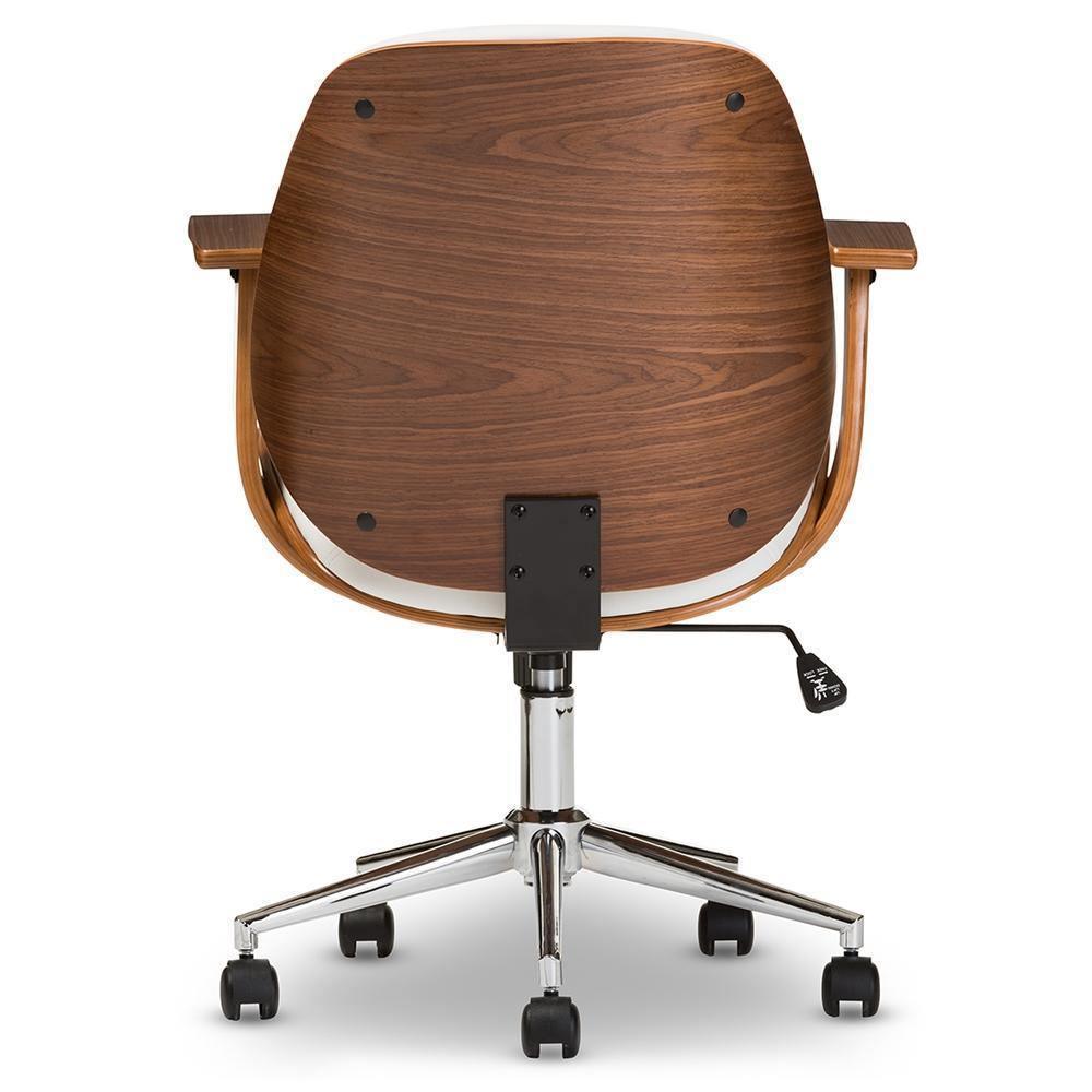 Rathburn Modern and Contemporary White and Walnut Office Chair FredCo