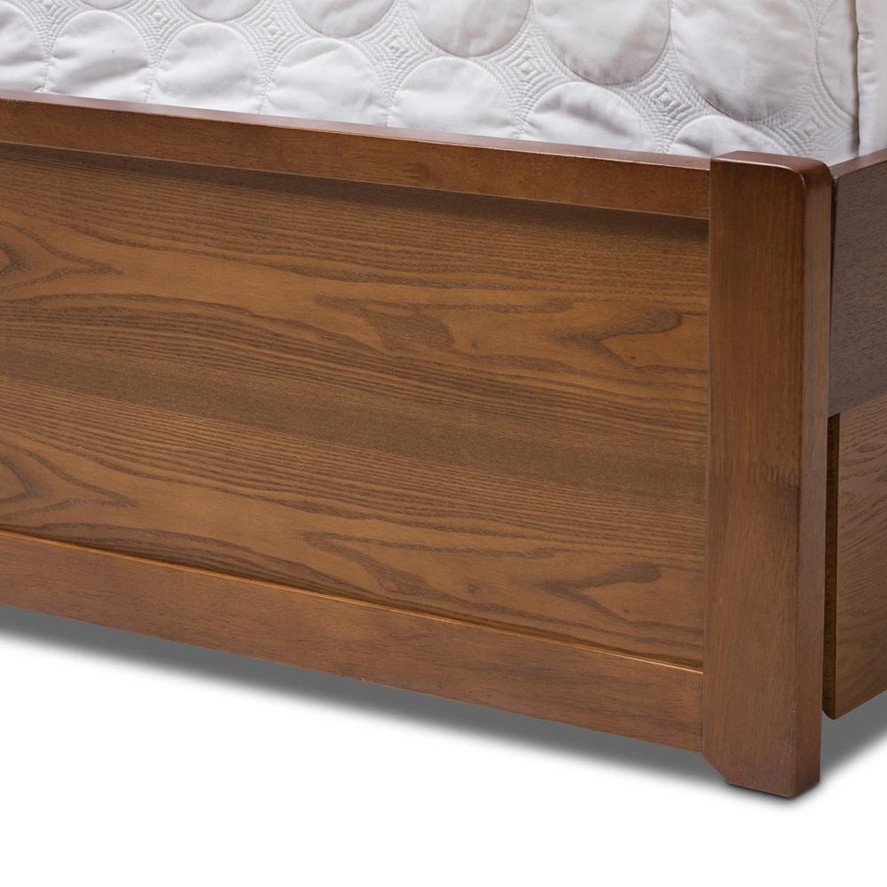 Raurey Modern and Contemporary Walnut Finished Queen Size Storage Platform Bed FredCo