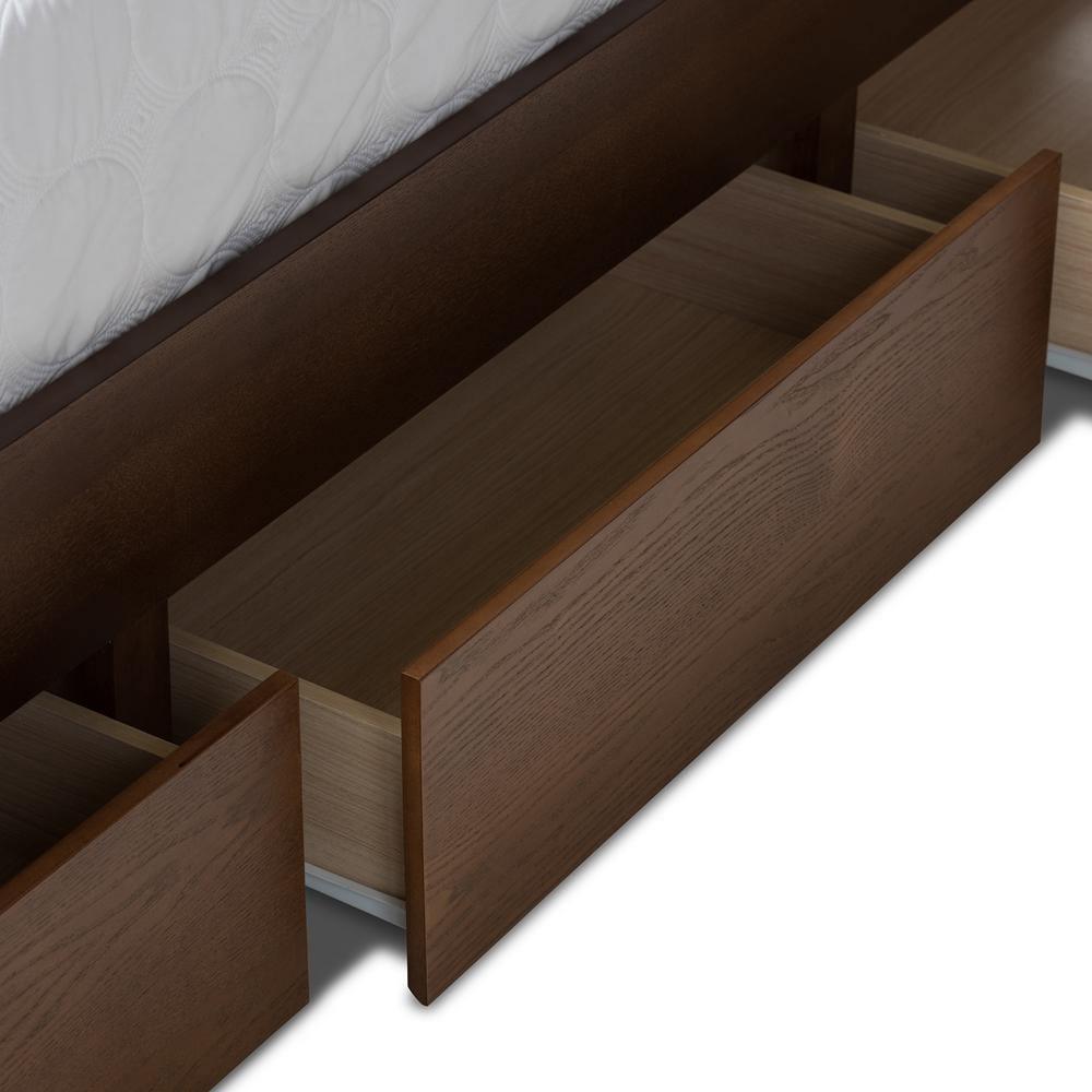 Raurey Modern and Contemporary Walnut Finished Queen Size Storage Platform Bed FredCo