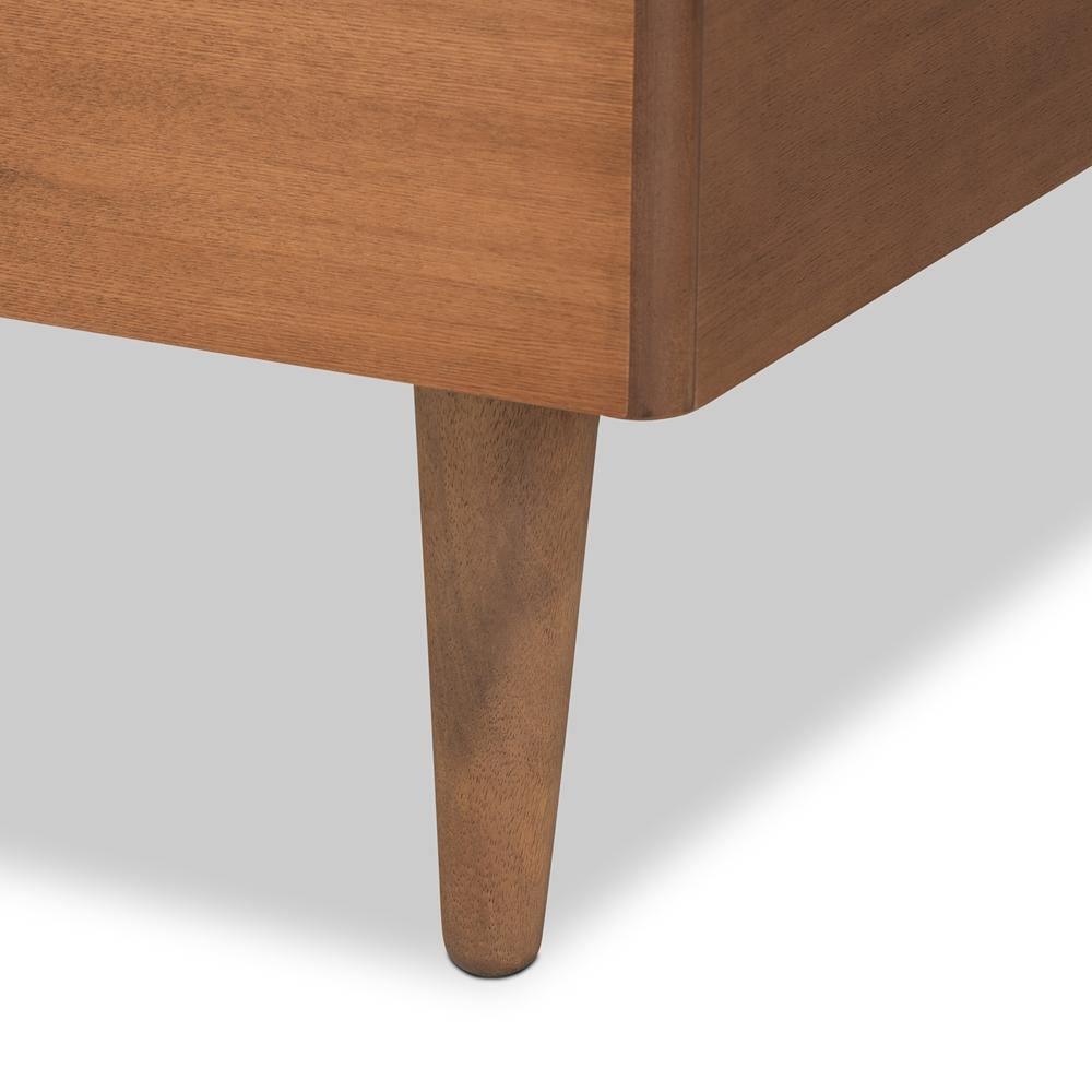 Rayna Mid-Century Modern Walnut Brown Finished Wood Twin Size Platform Bed FredCo
