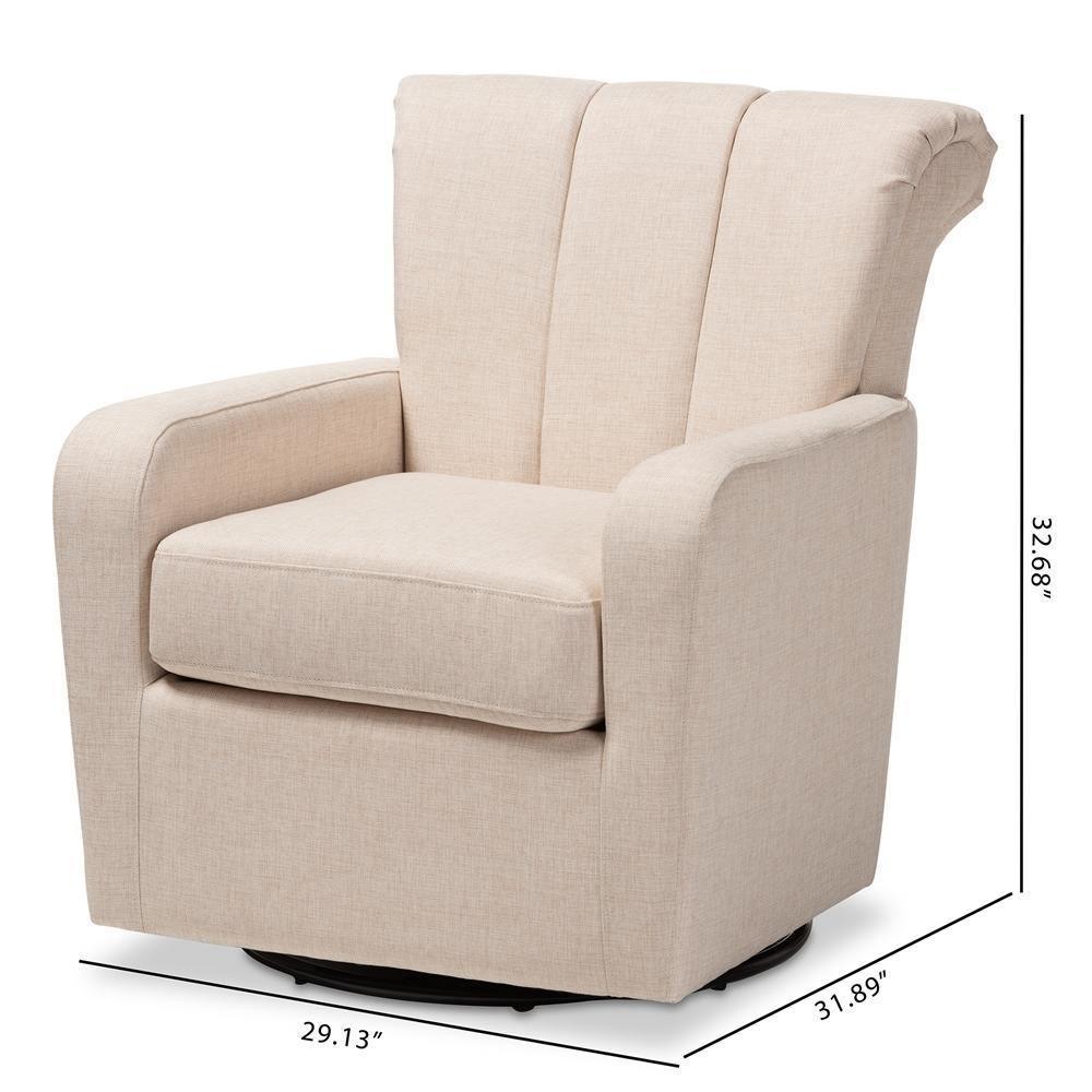 Rayner Modern and Contemporary Beige Fabric Upholstered Swivel Chair FredCo