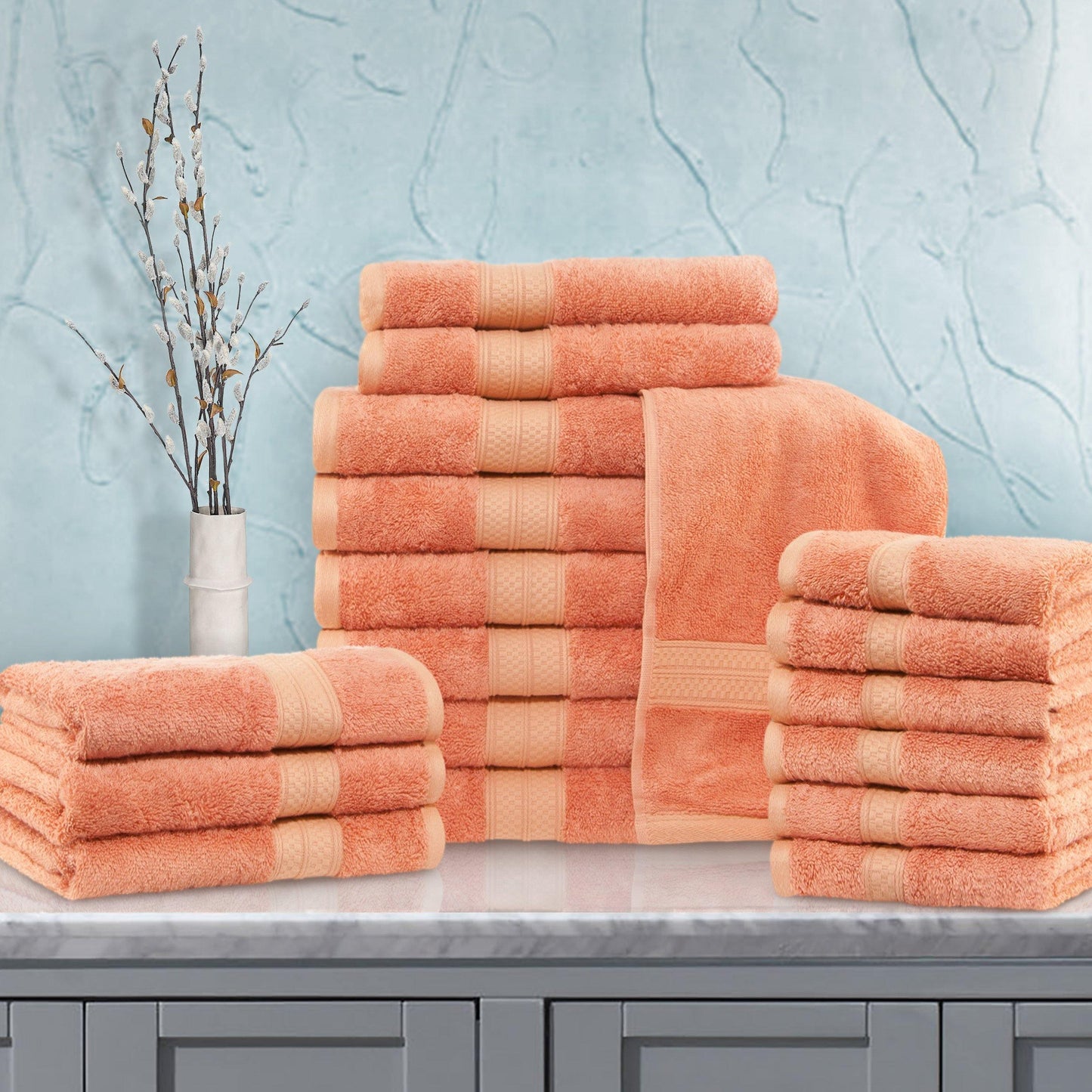 Rayon from Bamboo 650 GSM Plush and Absorbent 18-Piece Towel Set FredCo