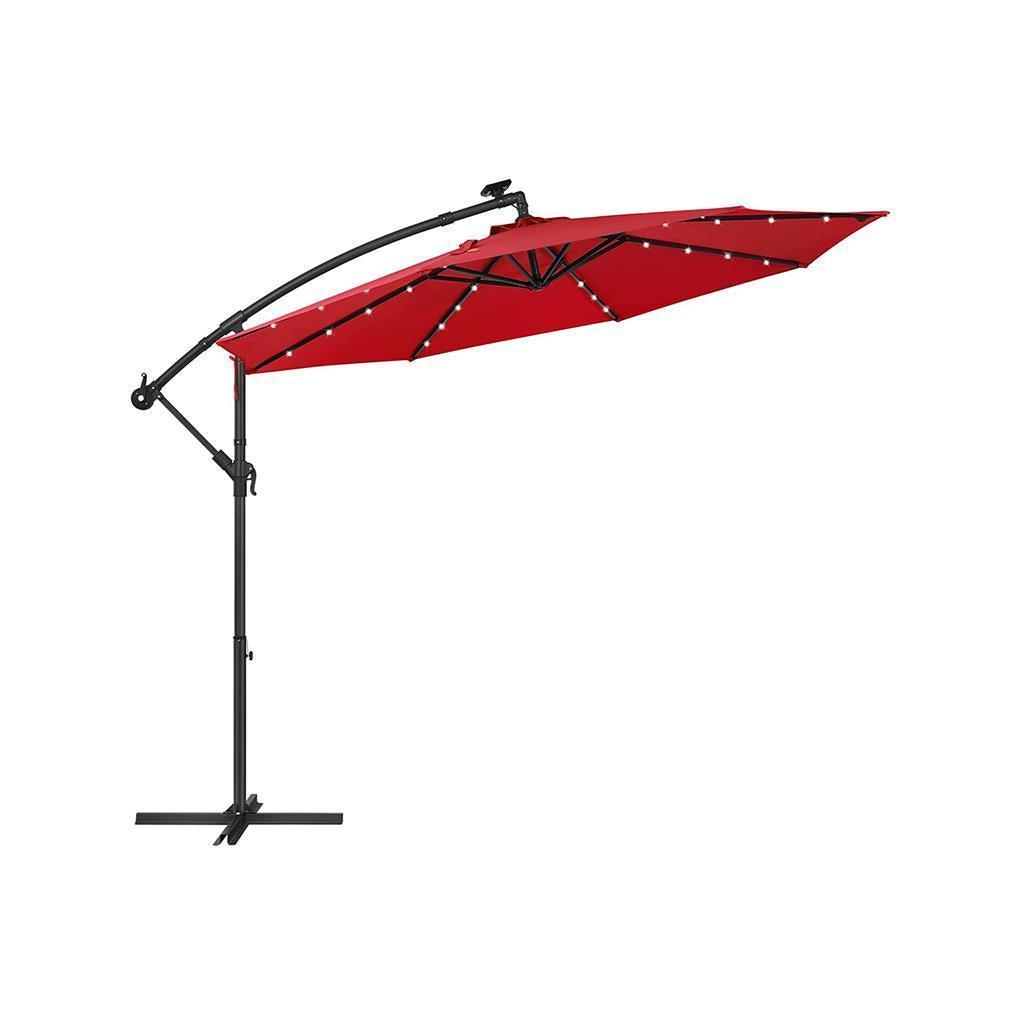 Red 10ft Outdoor Offset Umbrella with Base FredCo