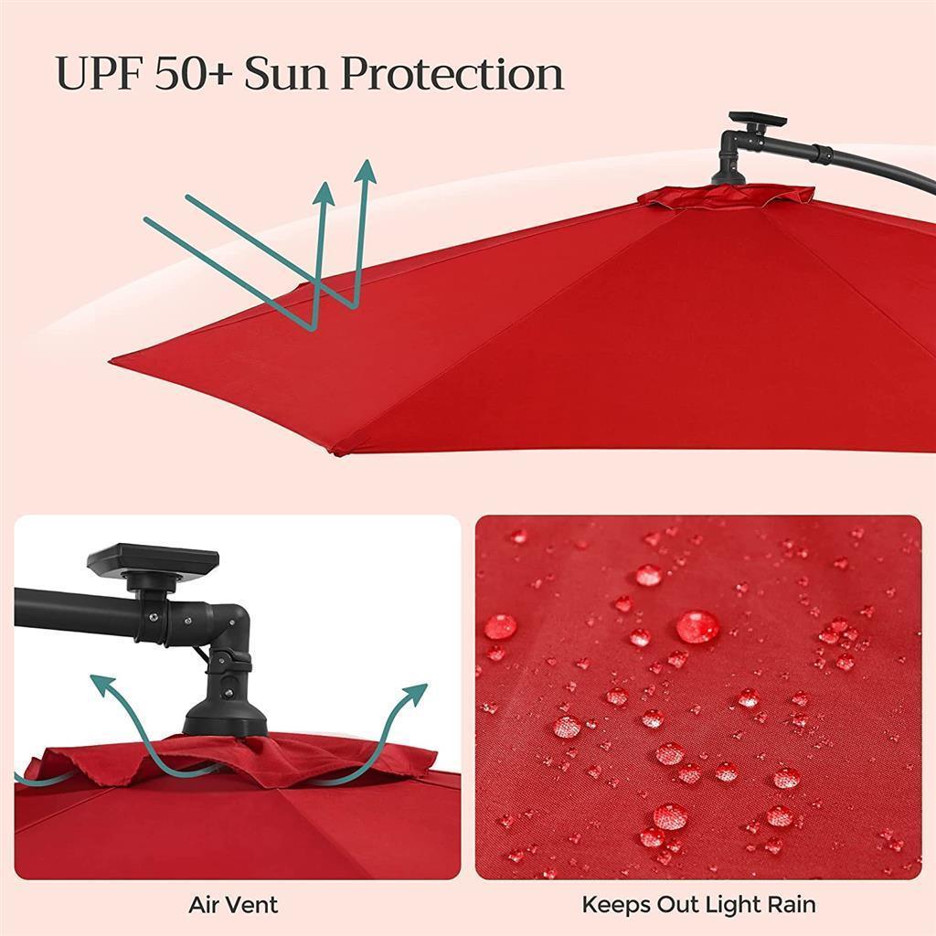 Red 10ft Outdoor Offset Umbrella with Base FredCo