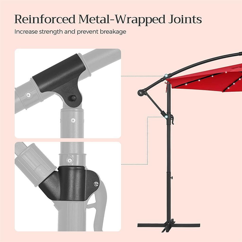Red 10ft Outdoor Offset Umbrella with Base FredCo