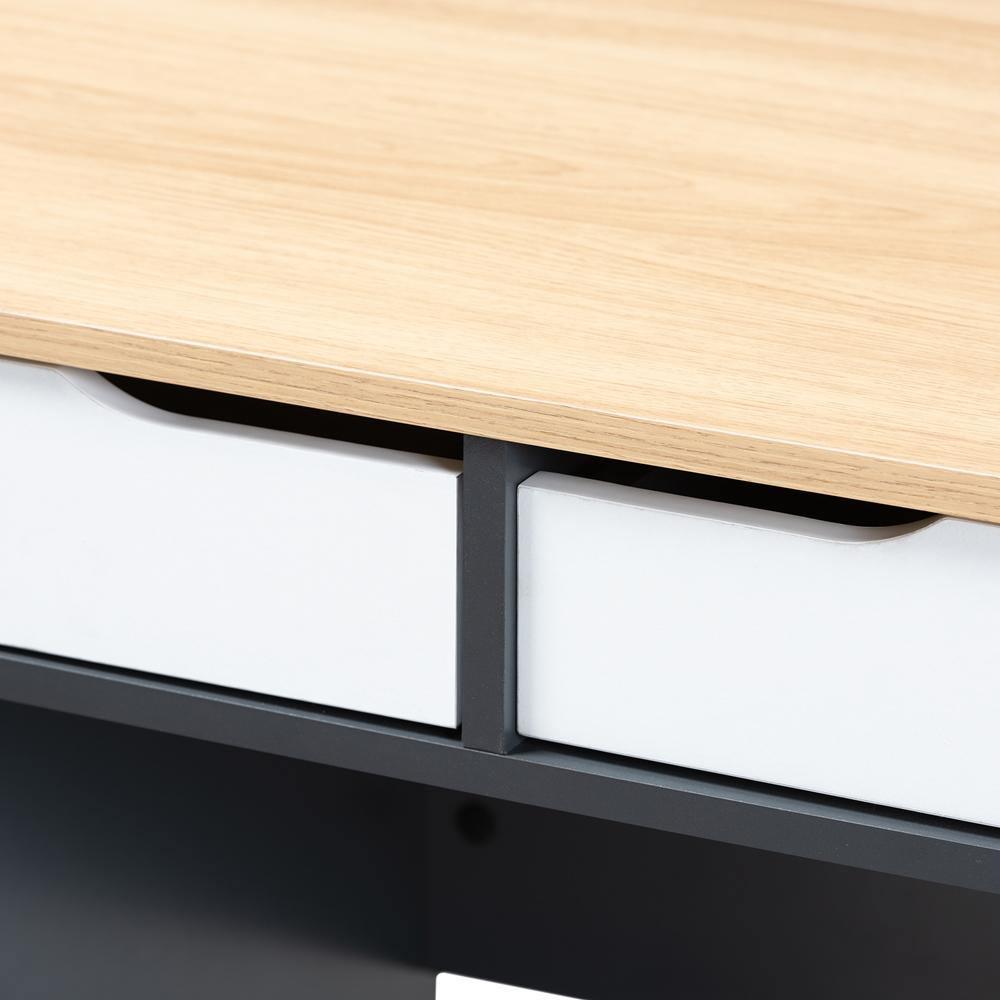Reed Mid-Century Modern 2-Drawer Multicolor Wood Computer Desk FredCo