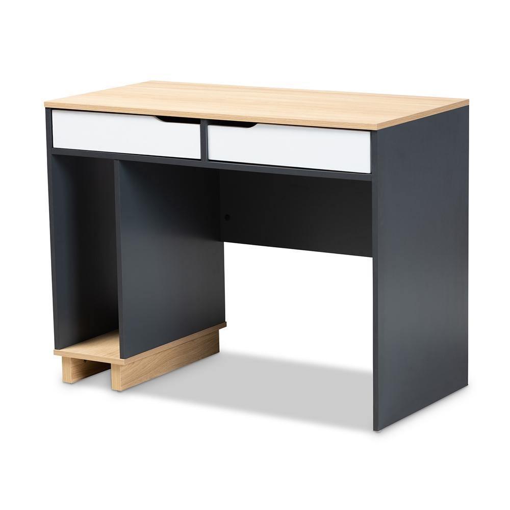 Reed Mid-Century Modern 2-Drawer Multicolor Wood Computer Desk FredCo
