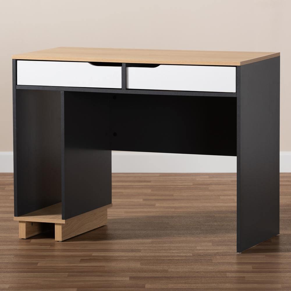 Reed Mid-Century Modern 2-Drawer Multicolor Wood Computer Desk FredCo