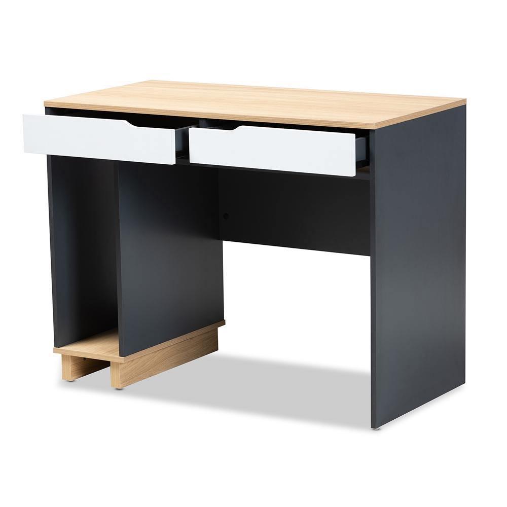 Reed Mid-Century Modern 2-Drawer Multicolor Wood Computer Desk FredCo