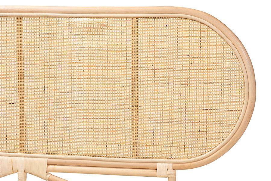 Reegan Modern Bohemian Natural Brown Rattan Queen Size Standalone Headboard FredCo