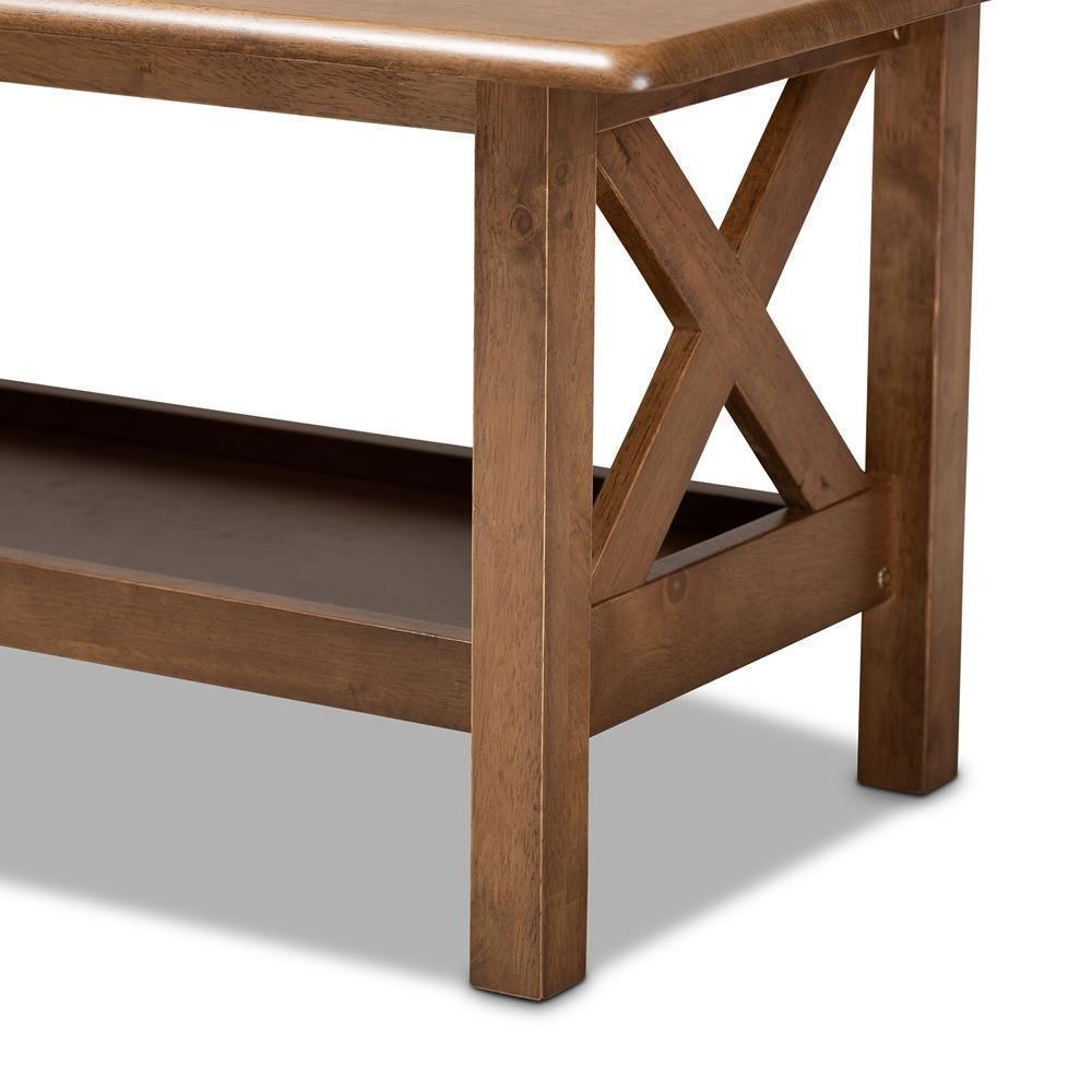 Reese Traditional Transitional Walnut Brown Finished Rectangular Wood Coffee Table FredCo