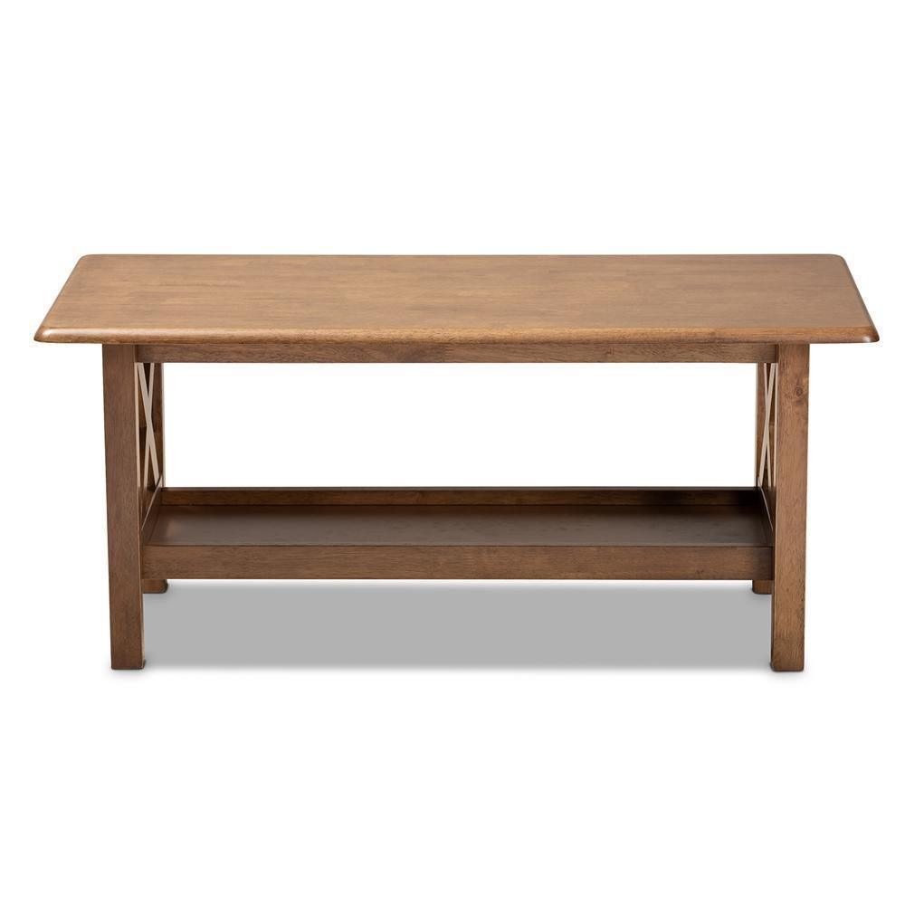 Reese Traditional Transitional Walnut Brown Finished Rectangular Wood Coffee Table FredCo