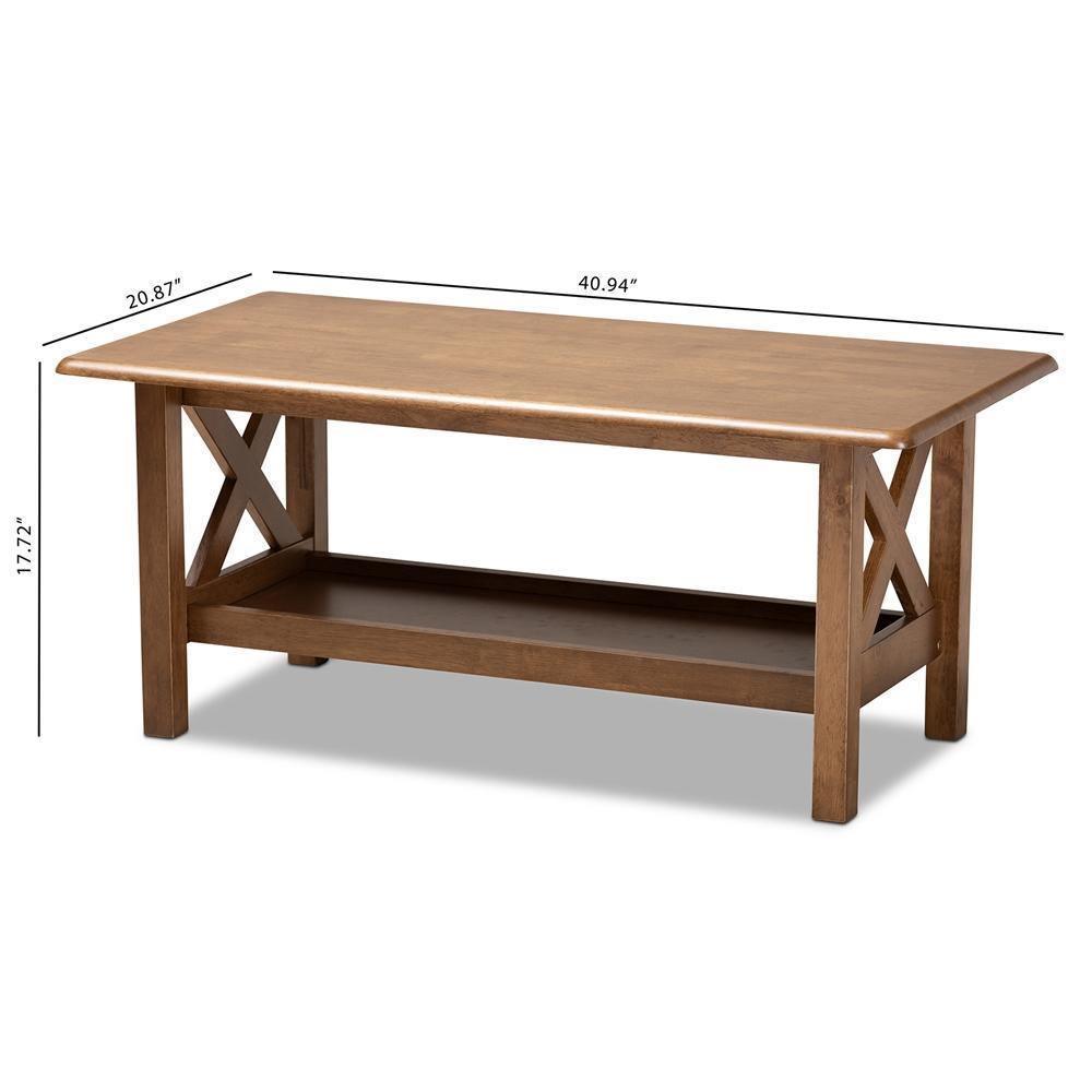 Reese Traditional Transitional Walnut Brown Finished Rectangular Wood Coffee Table FredCo