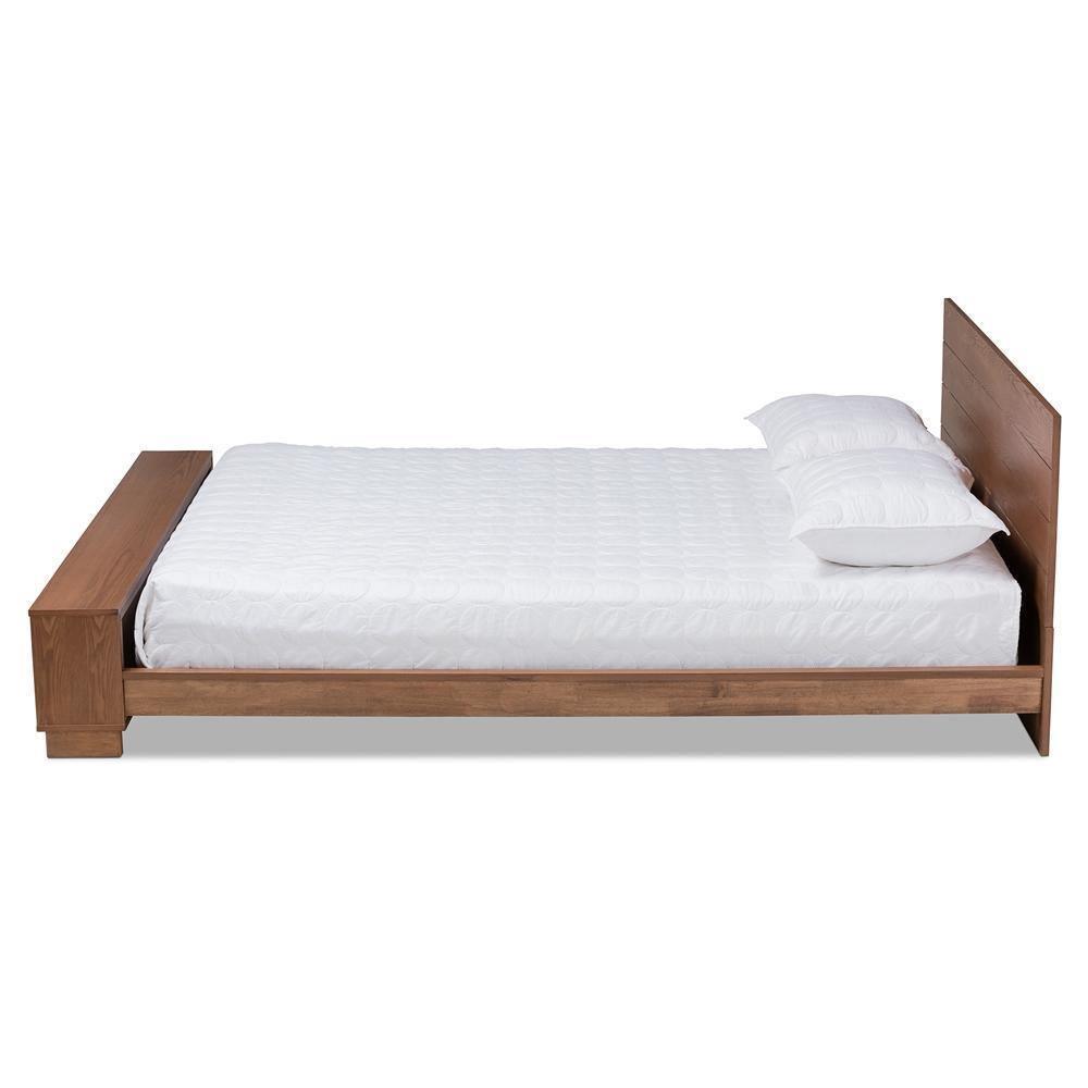 Regina Modern Rustic Ash Walnut Brown Finished Wood King Size Platform Storage Bed with Built-In Shelves FredCo