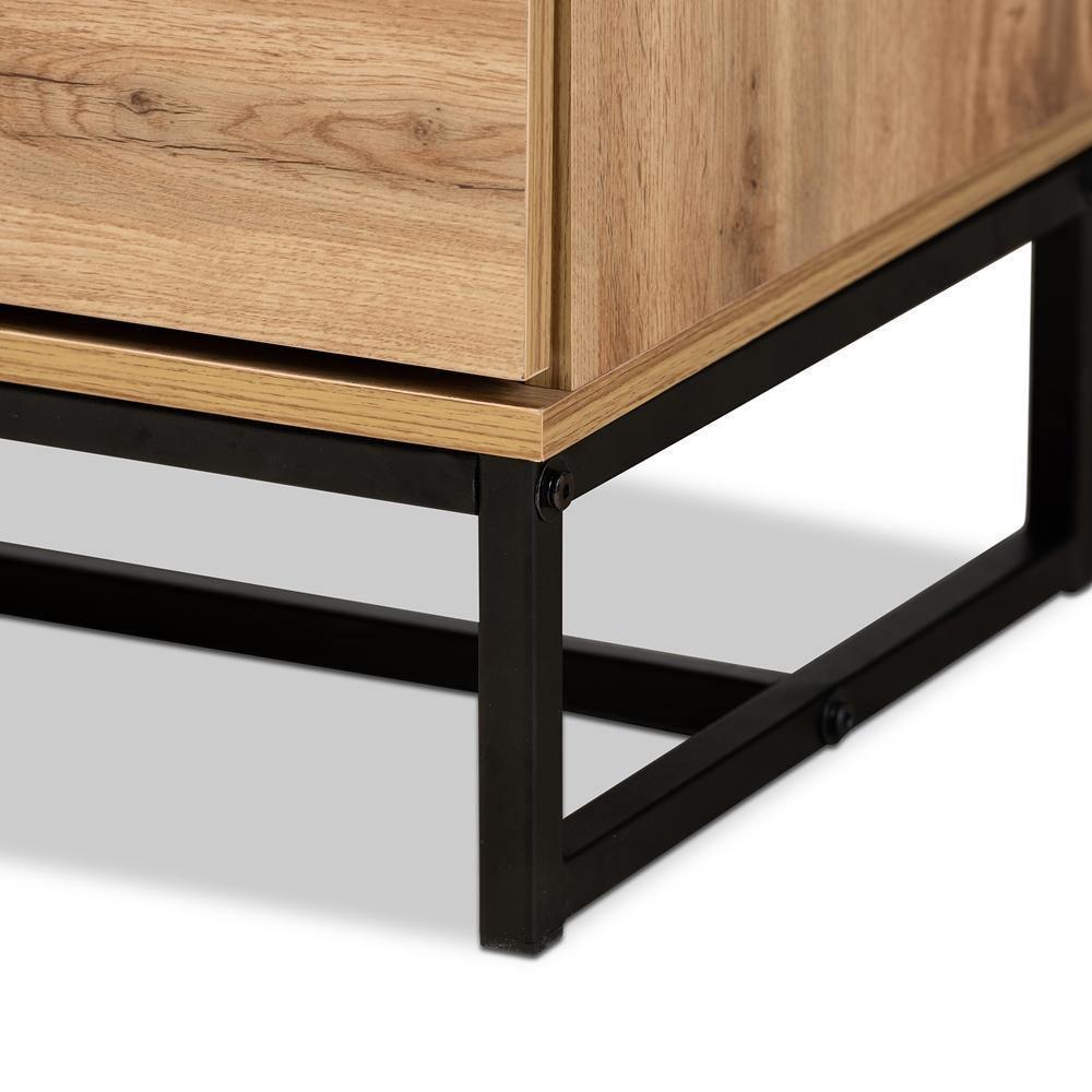 Reid Modern and Contemporary Industrial Oak Finished Wood and Black Metal 4-Drawer Dresser FredCo