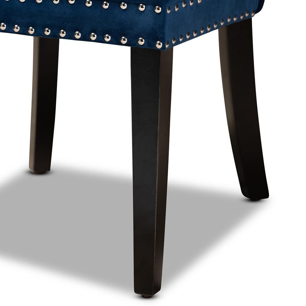 Remy Modern Transitional Navy Blue Velvet Fabric Upholstered Espresso Finished 2-Piece Wood Dining Chair Set FredCo