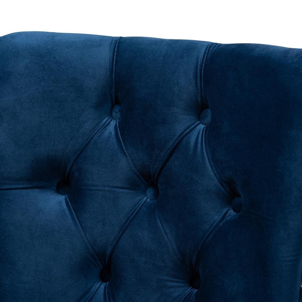 Remy Modern Transitional Navy Blue Velvet Fabric Upholstered Espresso Finished 2-Piece Wood Dining Chair Set FredCo