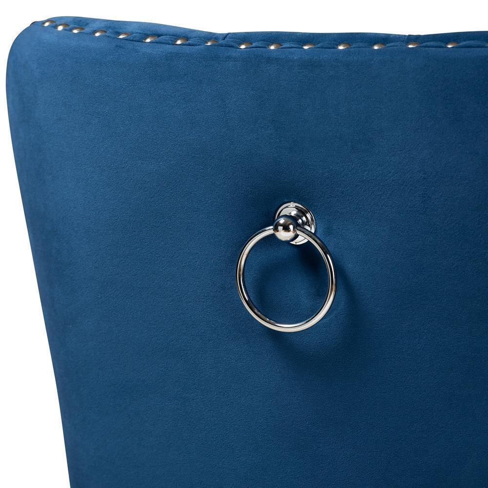 Remy Modern Transitional Navy Blue Velvet Fabric Upholstered Espresso Finished 2-Piece Wood Dining Chair Set FredCo
