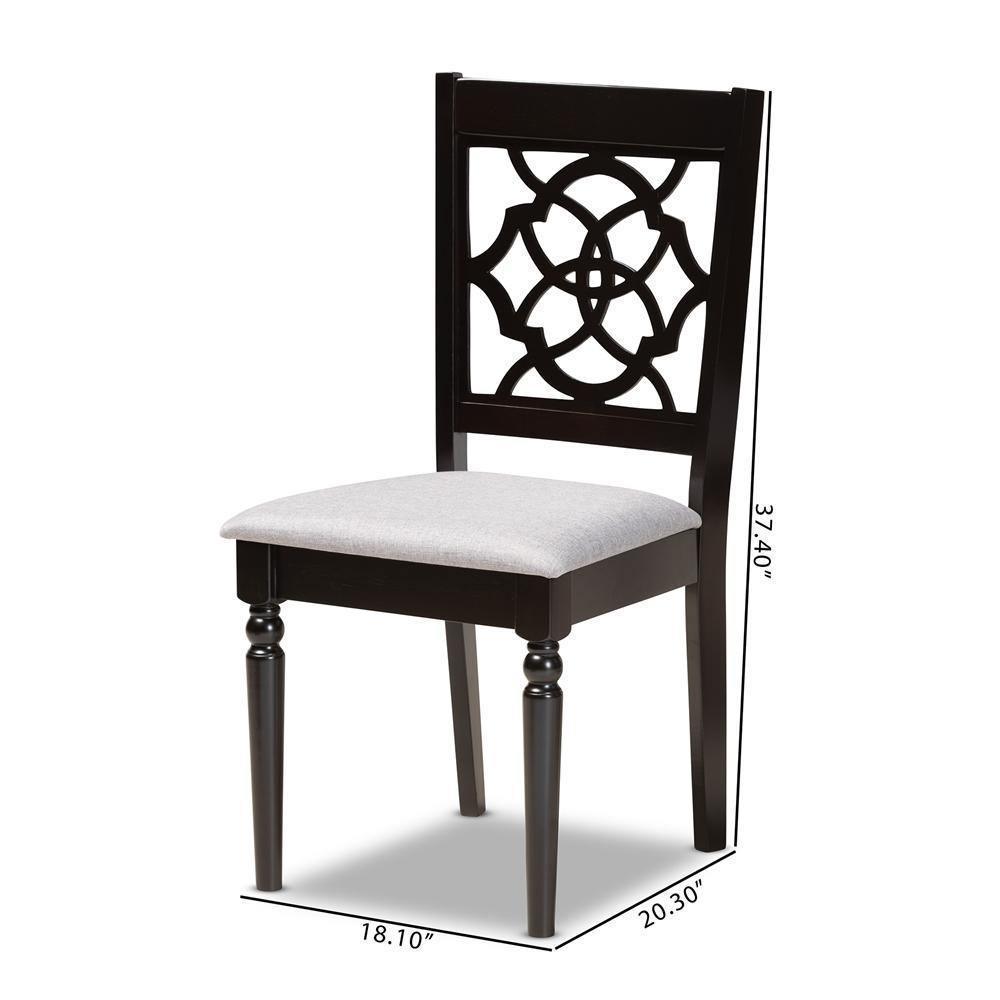 Renaud Modern and Contemporary Grey Fabric Upholstered and Dark Brown Finished Wood 2-Piece Dining Chair Set FredCo