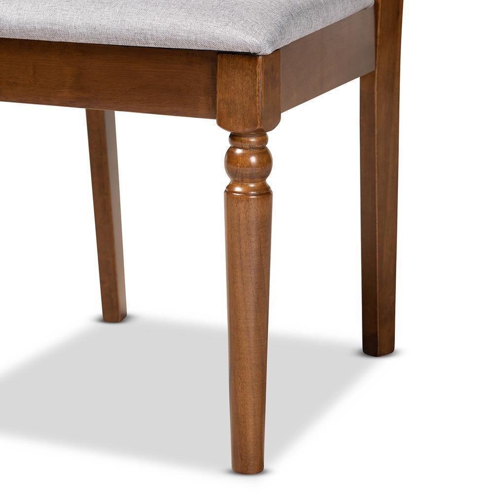 Renaud Modern and Contemporary Grey Fabric Upholstered and Walnut Brown Finished Wood 7-Piece Dining Set FredCo