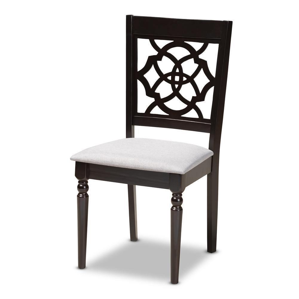 Renaud Modern and Contemporary Grey Fabric Upholstered Espresso Brown Finished Wood Dining Chair (Set of 4) FredCo