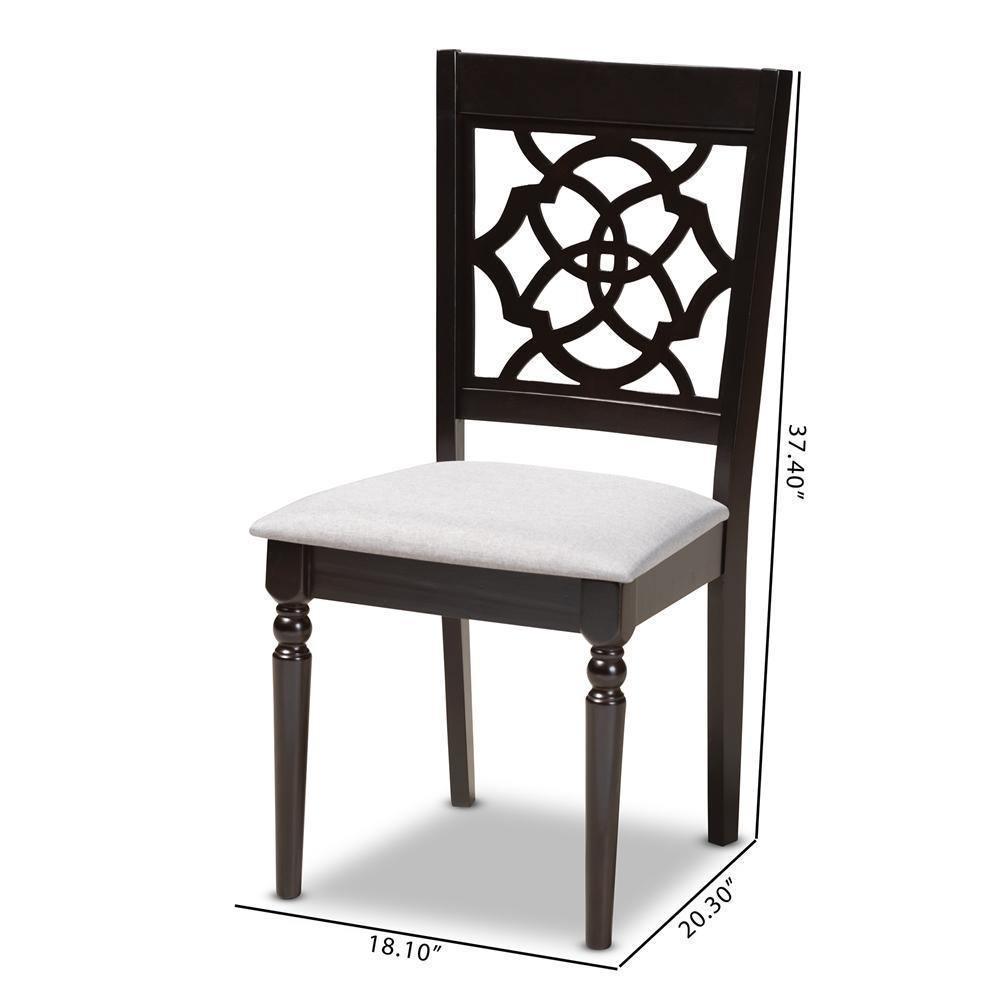 Renaud Modern and Contemporary Grey Fabric Upholstered Espresso Brown Finished Wood Dining Chair (Set of 4) FredCo