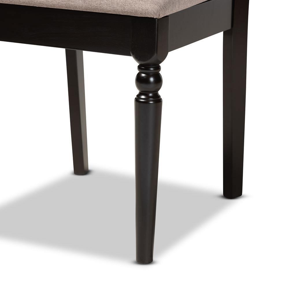 Renaud Modern and Contemporary Sand Fabric Upholstered and Dark Brown Finished Wood 7-Piece Dining Set FredCo