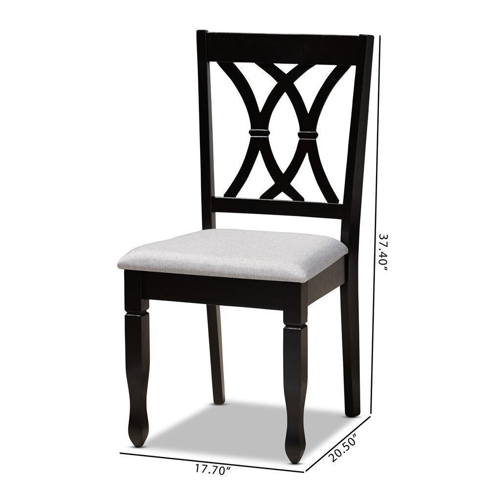Reneau Modern and Contemporary Grey Fabric Upholstered Espresso Brown Finished Wood 2-Piece Dining Chair Set FredCo