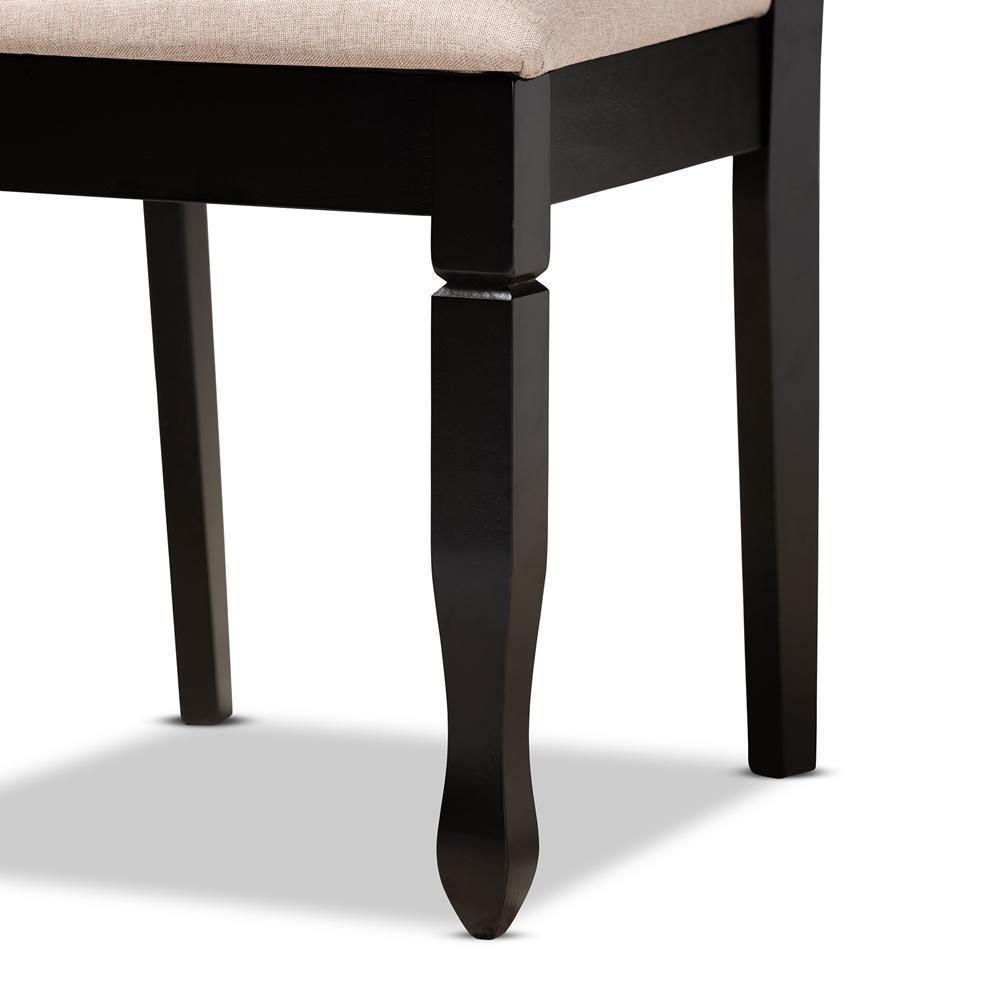 Reneau Modern and Contemporary Sand Fabric Upholstered Espresso Brown Finished Wood 2-Piece Dining Chair Set FredCo