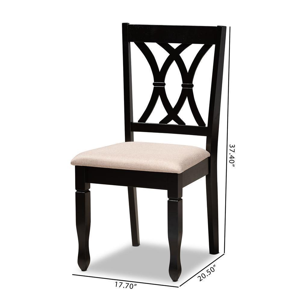 Reneau Modern and Contemporary Sand Fabric Upholstered Espresso Brown Finished Wood 2-Piece Dining Chair Set FredCo