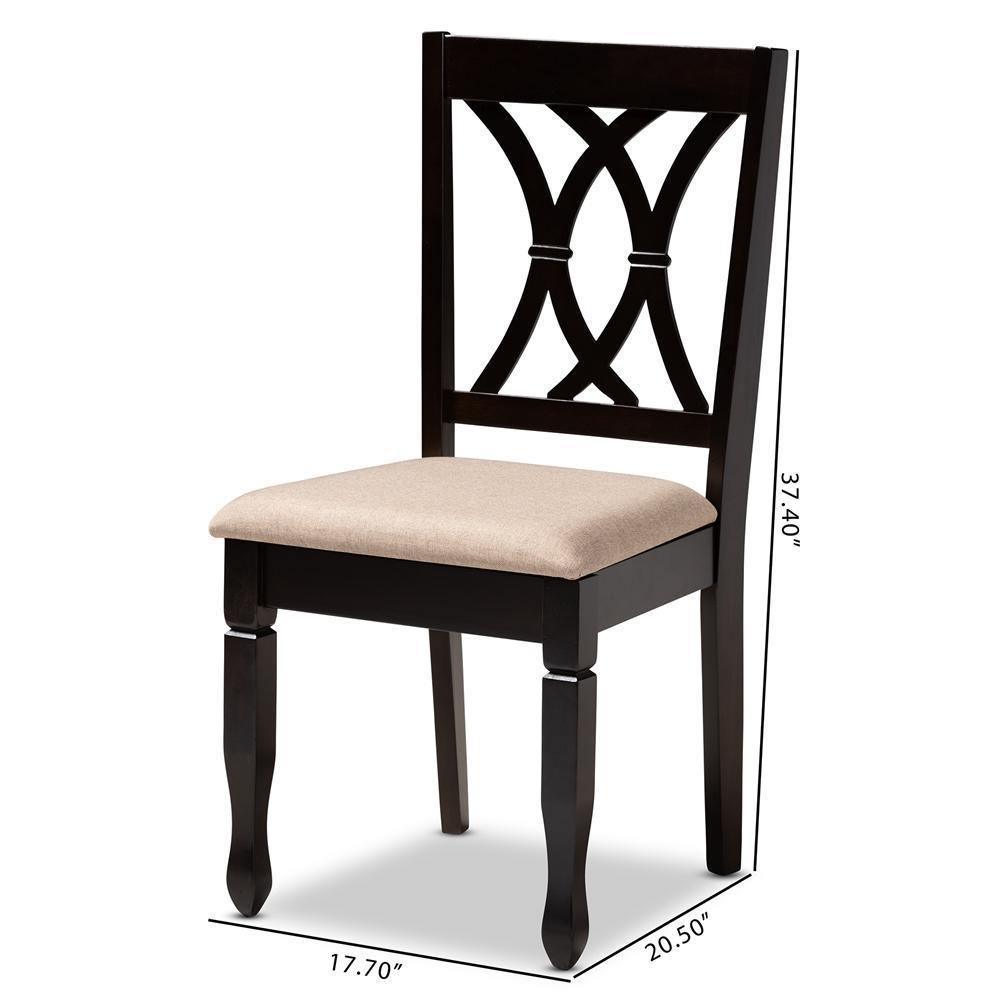 Reneau Modern and Contemporary Sand Fabric Upholstered Espresso Brown Finished Wood Dining Chair Set of 4 FredCo
