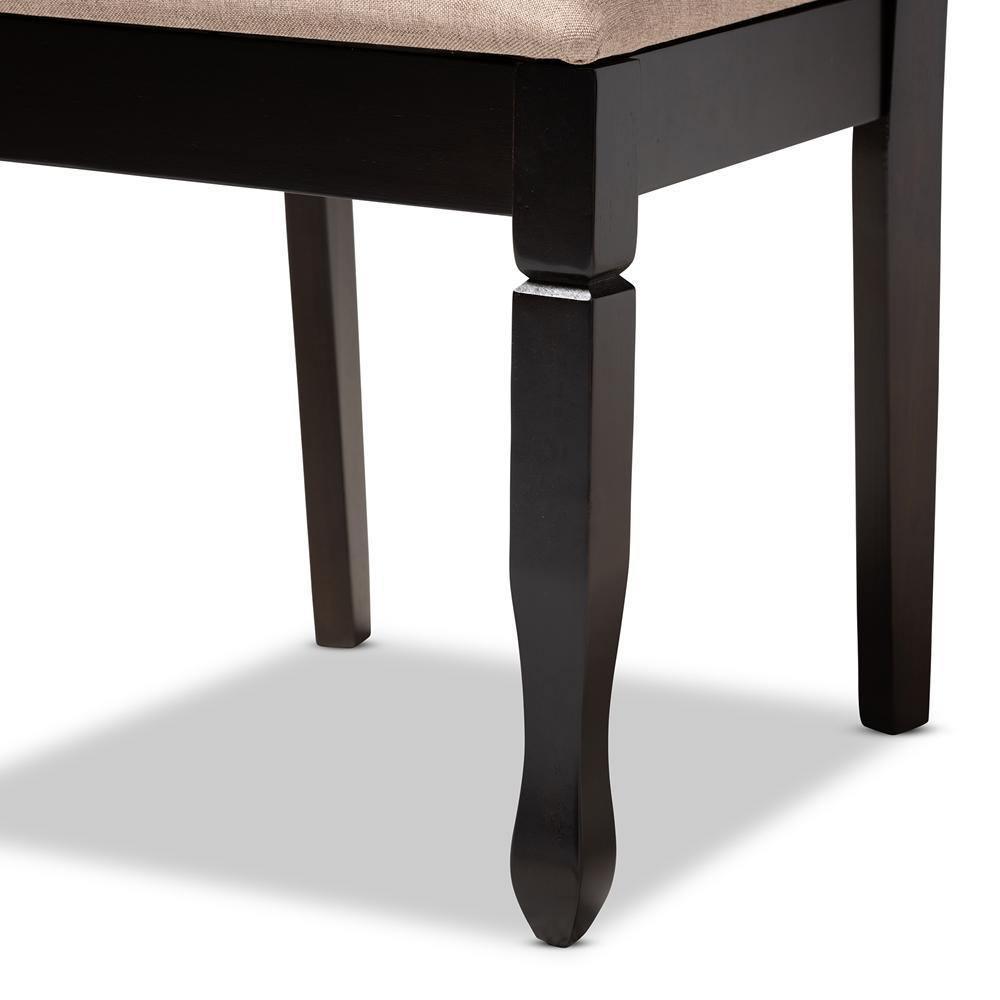 Reneau Modern and Contemporary Sand Fabric Upholstered Espresso Brown Finished Wood Dining Chair Set of 4 FredCo