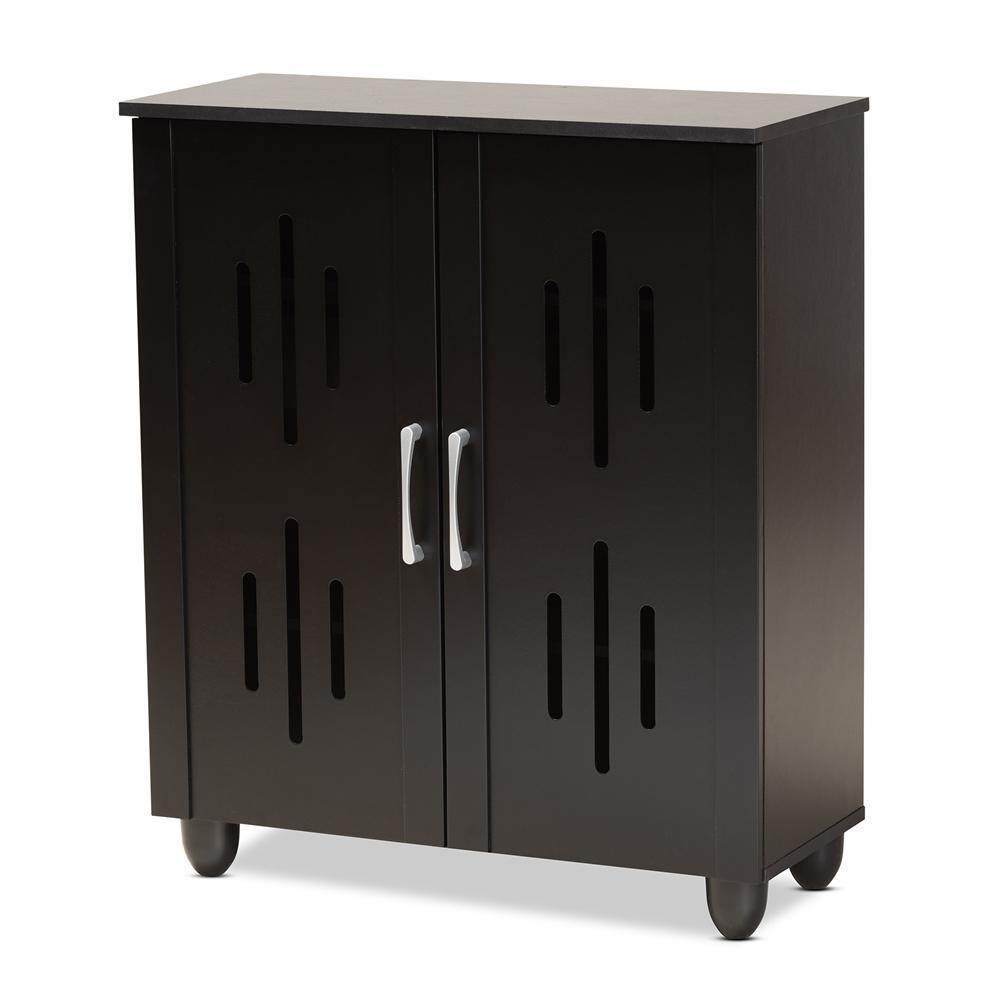 Renley Modern and Contemporary Espresso Brown Finished Wood 2-Door Shoe Storage Cabinet FredCo