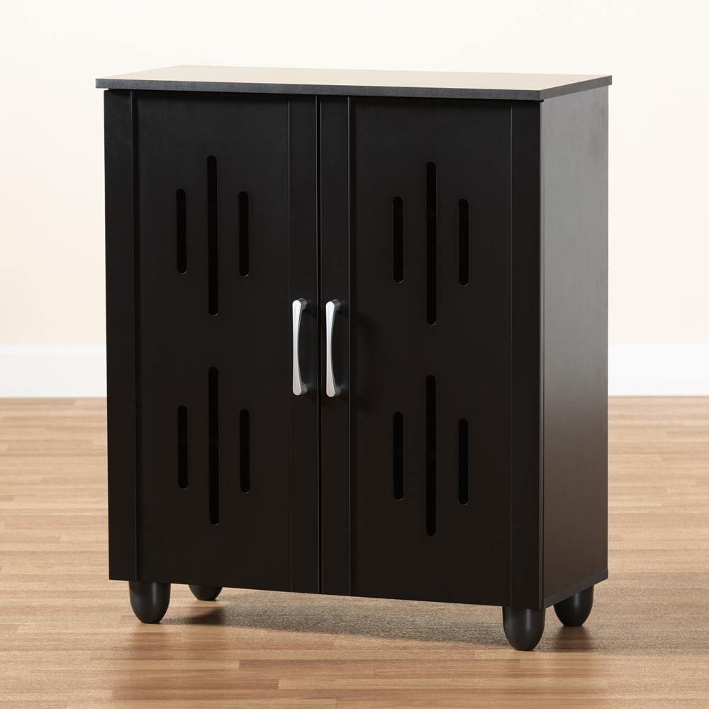 Renley Modern and Contemporary Espresso Brown Finished Wood 2-Door Shoe Storage Cabinet FredCo
