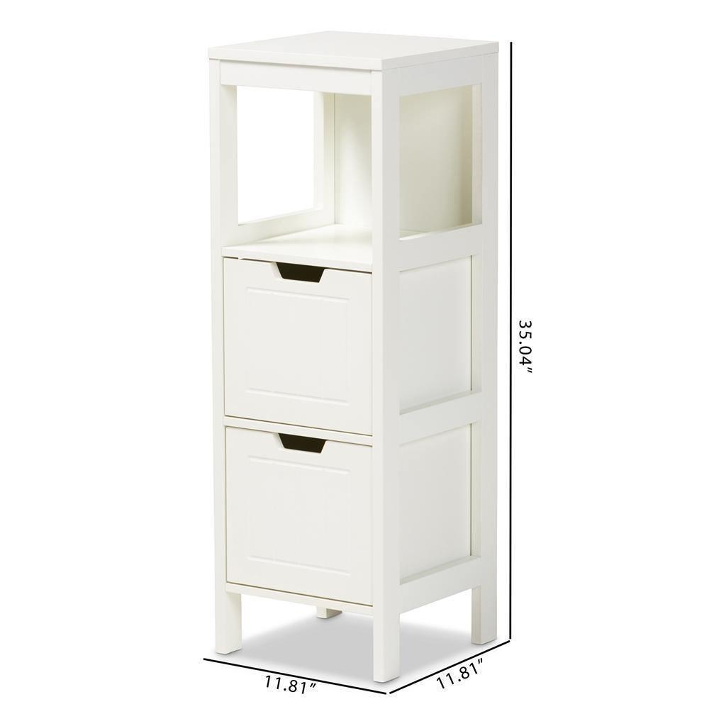 Reuben Cottage and Farmhouse White Finished 2-Drawer Wood Storage Cabinet FredCo