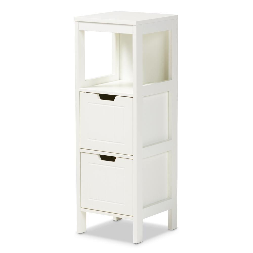 Reuben Cottage and Farmhouse White Finished 2-Drawer Wood Storage Cabinet FredCo