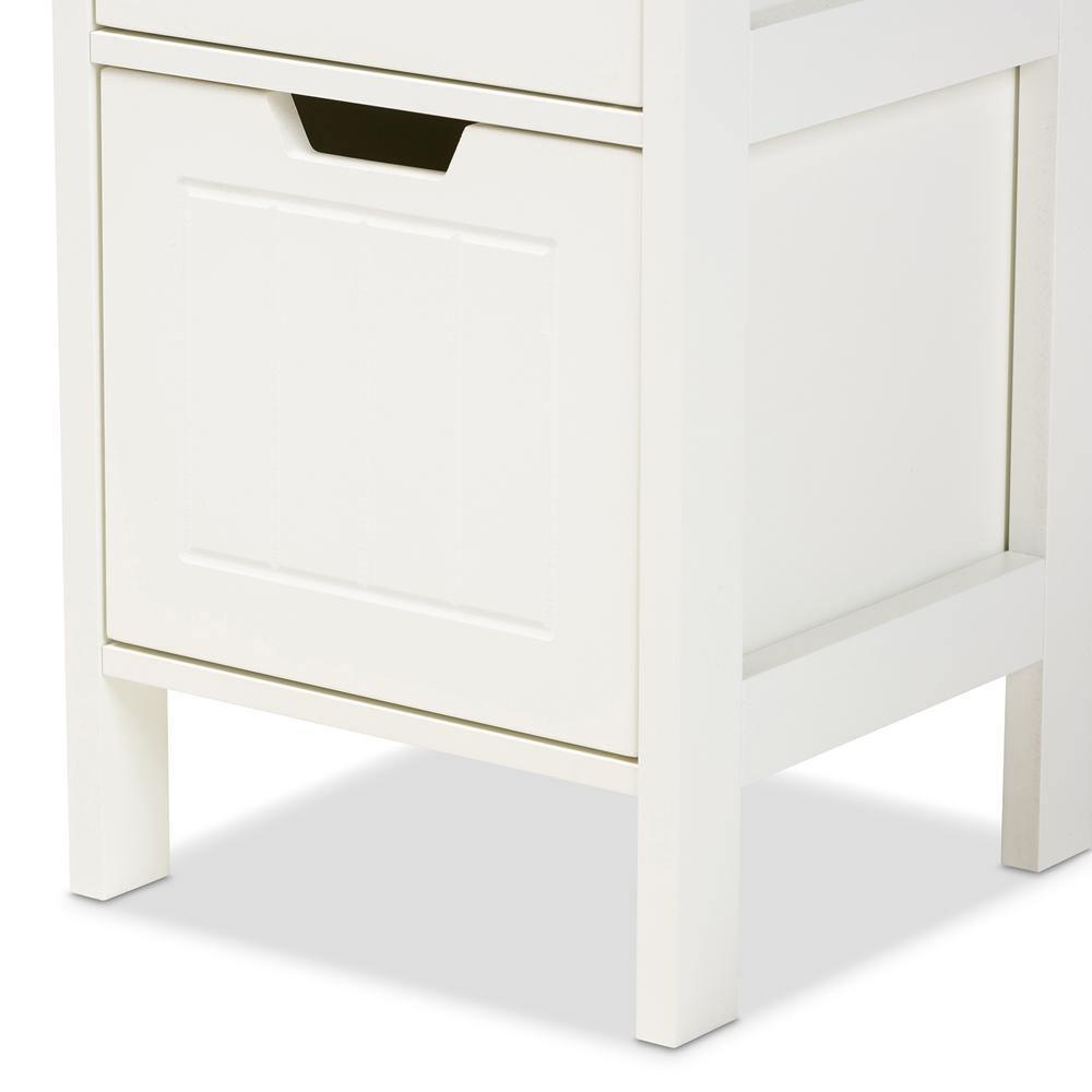 Reuben Cottage and Farmhouse White Finished 2-Drawer Wood Storage Cabinet FredCo