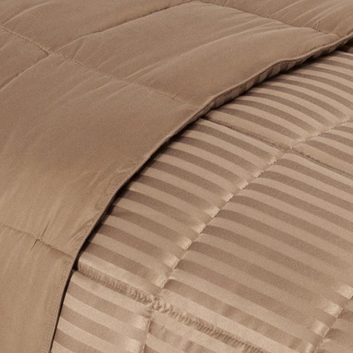Reversible Solid and Stripes Lightweight Microfiber Comforter Blanket FredCo