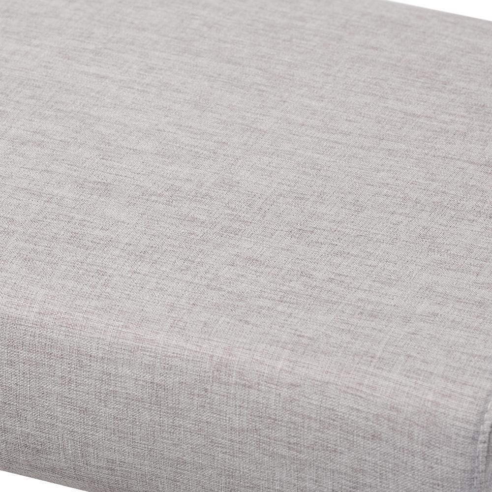 Rika Mid-Century Modern Greyish Beige Fabric Upholstered Walnut Brown Finished Boomerang Bench FredCo