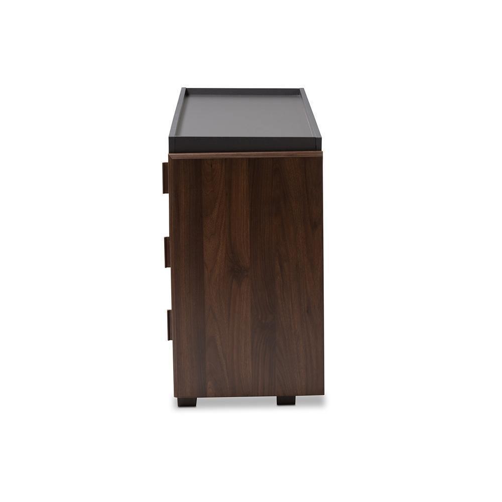 Rikke Modern and Contemporary Two-Tone Gray and Walnut Finished Wood 6-Drawer Dresser FredCo