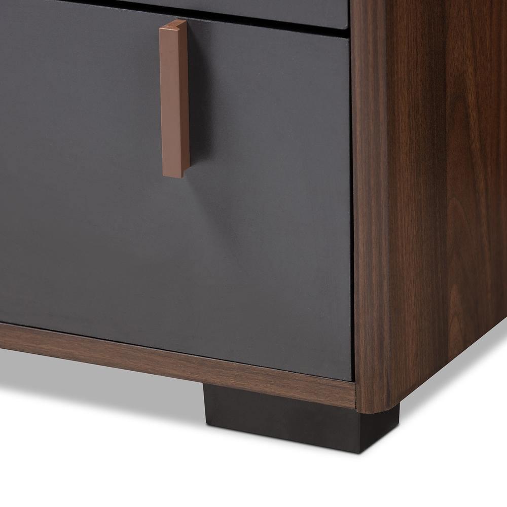 Rikke Modern and Contemporary Two-Tone Gray and Walnut Finished Wood 6-Drawer Dresser FredCo